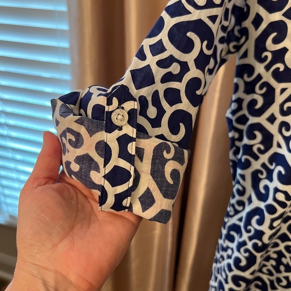 NWOT French Curve Navy White Pink Printed Tunic Style Dress Size XS - Picture 4 of 5